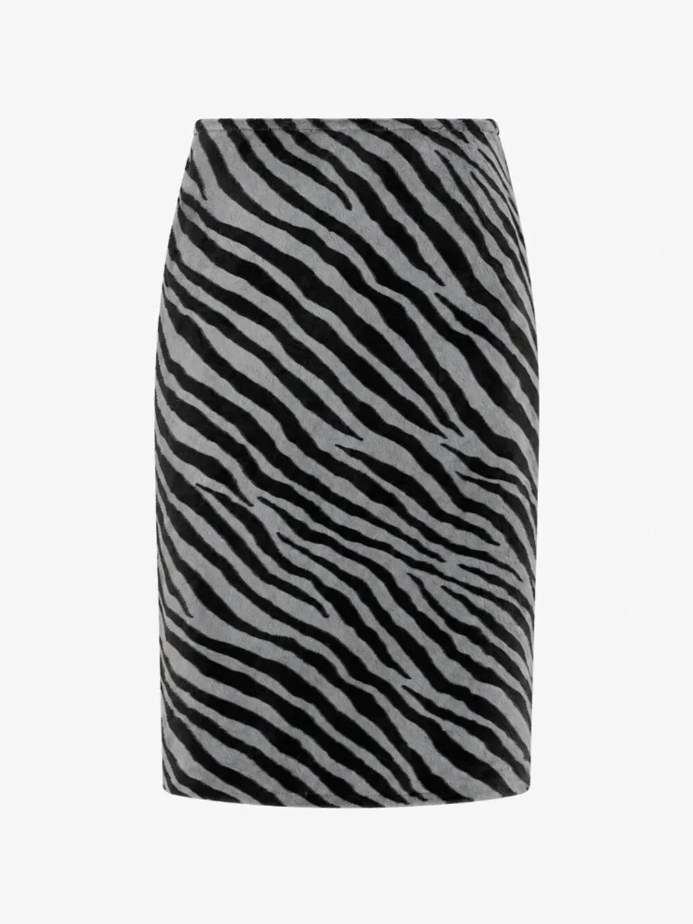 Vintage Harrods Edgy Rockstar Zebra Print Plush Pencil Skirt Gray Black Size 4